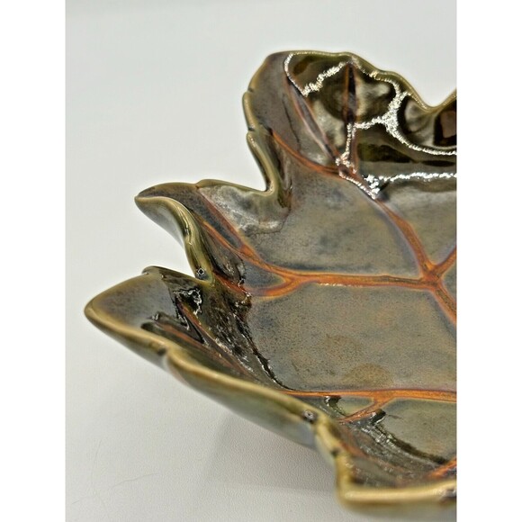 Pottery Barn Harvest Leaf Ceramic Glazed Serving Plate Tray Autumn Fall Decor - Picture 11 of 16